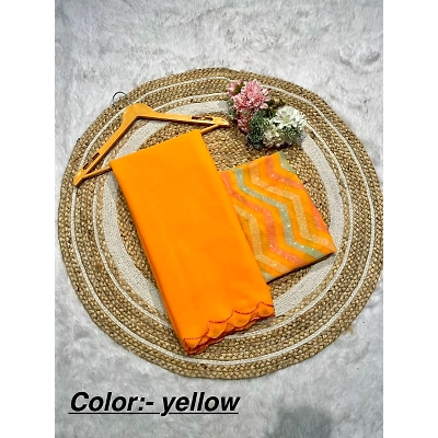 YNF Smooth Georgette Saree with Handmade Latakan Blouse: Exquisite Embroidery & Sequins