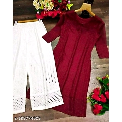 Premium Chikankari Gorget Top with Cotton Borer Plazoo Set - Festival Special