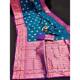 BANARASI SILK SAREE: Soft Silk, Jequard Border, Rose Gold Jari, Trendy