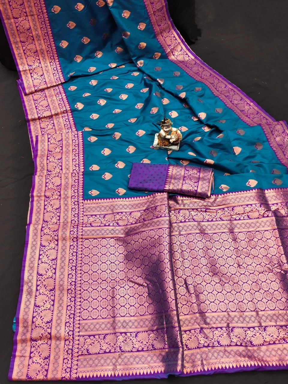 BANARASI SILK SAREE: Soft Silk, Jequard Border, Rose Gold Jari, Trendy-Rama-1