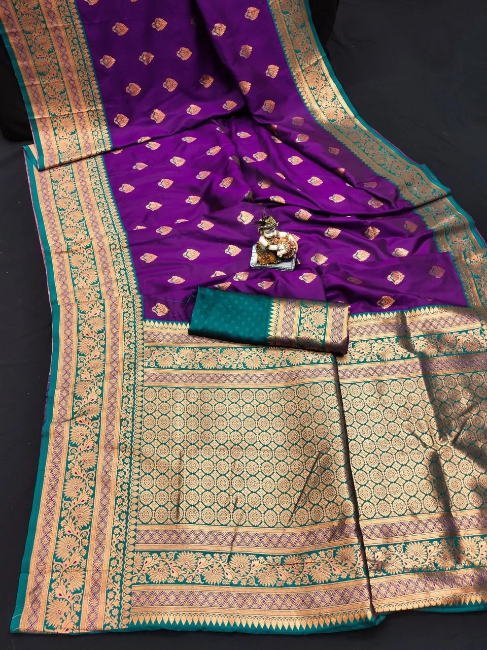 BANARASI SILK SAREE: Soft Silk, Jequard Border, Rose Gold Jari, Trendy-MRD-RUKSHMANI-Purple