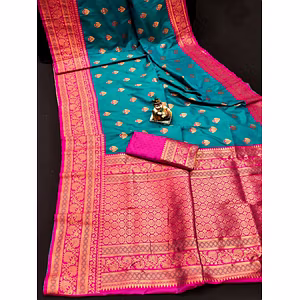 BANARASI SILK SAREE: Soft Silk, Jequard Border, Rose Gold Jari, Trendy