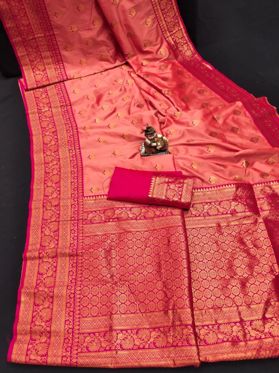 BANARASI SILK SAREE: Soft Silk, Jequard Border, Rose Gold Jari, Trendy-MRD-RUKSHMANI-Orange