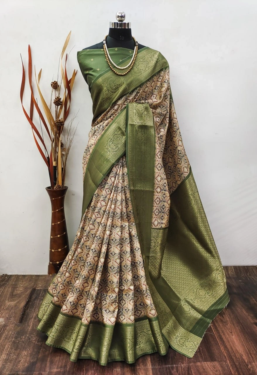 Lichi Silk Saree with Digital Print and Jequard Weaving-MRD-SHEFALI-White