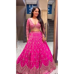 Stunning Lehengha Set: Foux Gorgette, Sequins, and Delicate Lace