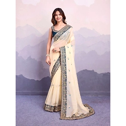 Premium Organza Silk Saree with Sequins Work Border