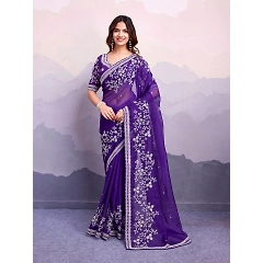 Premium Silk Saree with Sequin Embroidery & Blouse