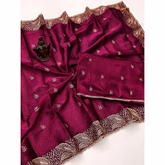 Soft Burbery Silk with Multistitched Border and Butti Work