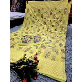 YNF Heavy Fox Georgette Braso Print Saree with Foil & Embroidered Blouse