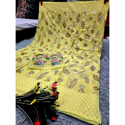YNF Heavy Fox Georgette Braso Print Saree with Foil & Embroidered Blouse
