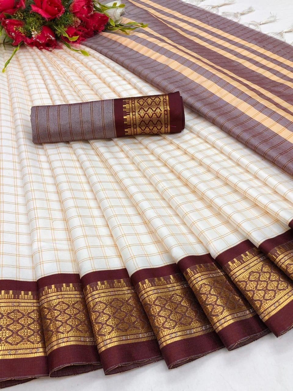 Heavy Cotton Silk Saree with Jacquard Weaving and Rich Border-NFA-10-Wine