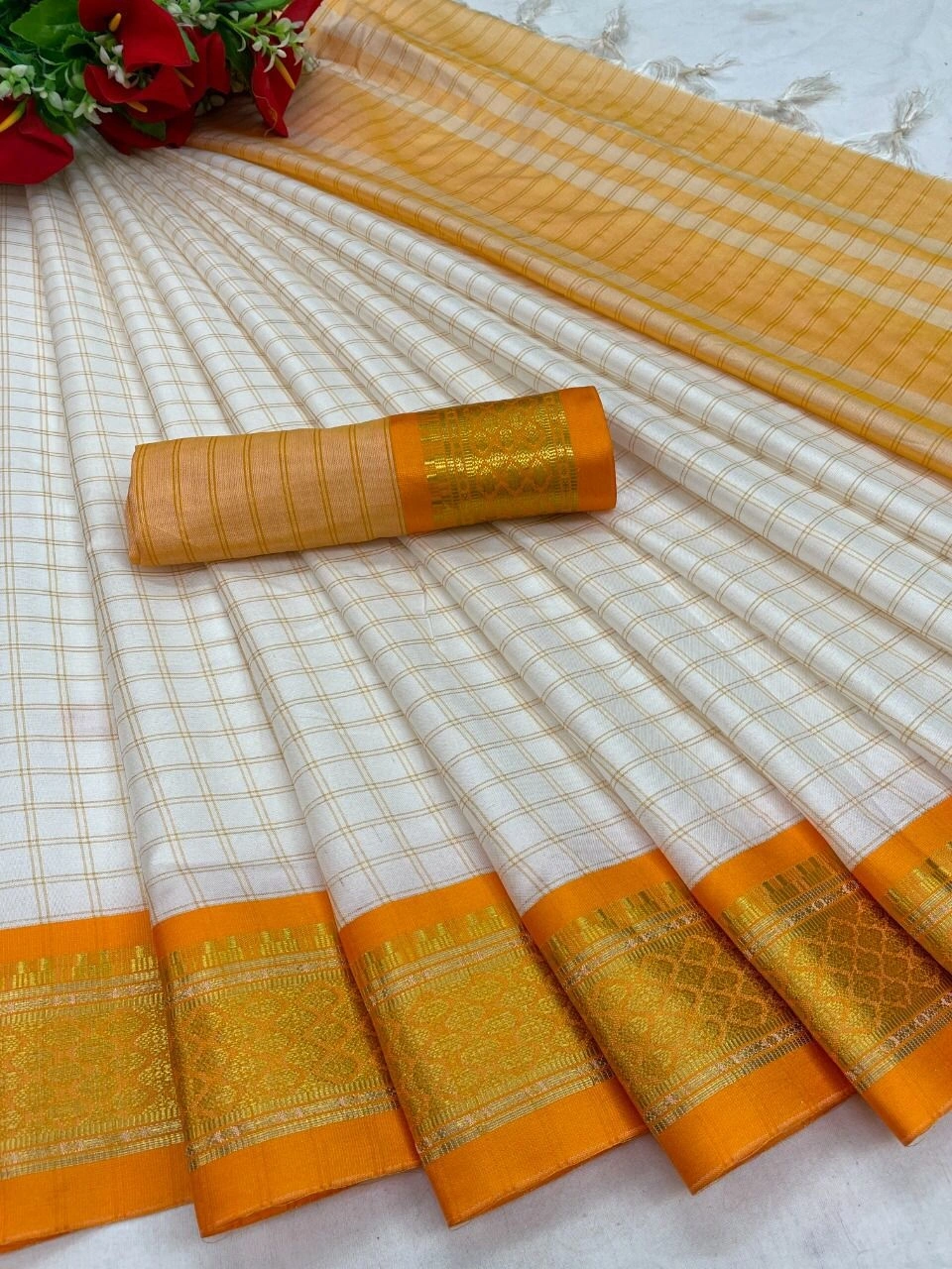 Heavy Cotton Silk Saree with Jacquard Weaving and Rich Border-NFA-10-Yellow