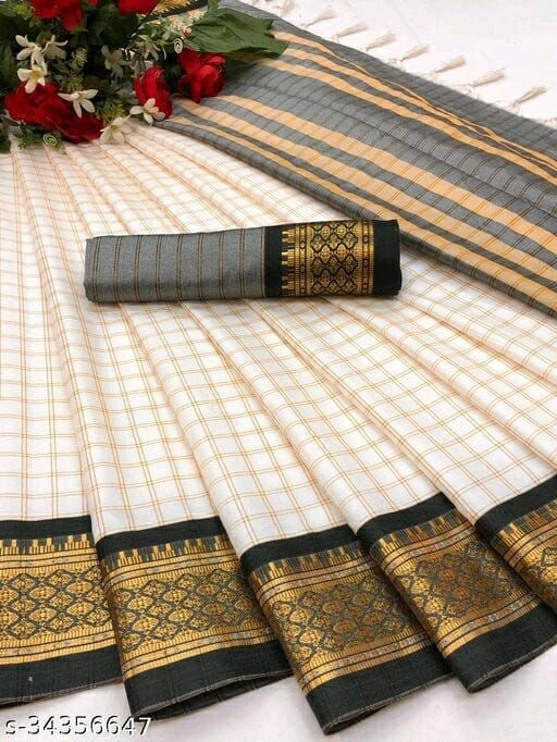 Heavy Cotton Silk Saree with Jacquard Weaving and Rich Border-NFA-10-Black