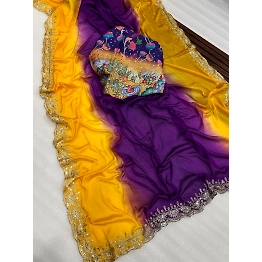 YNF Embroidered Silk Saree with 3D Color Effect