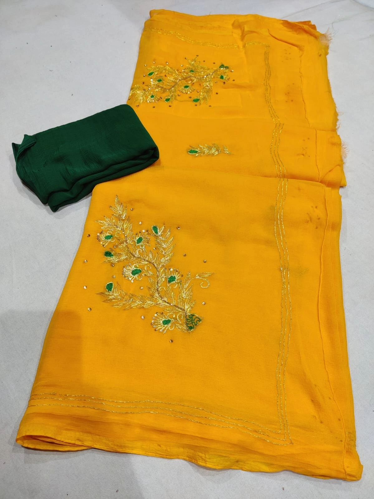 Stunning Handcrafted Rajputi Saree with Beautiful Color Combination-NSD-37-Yellow