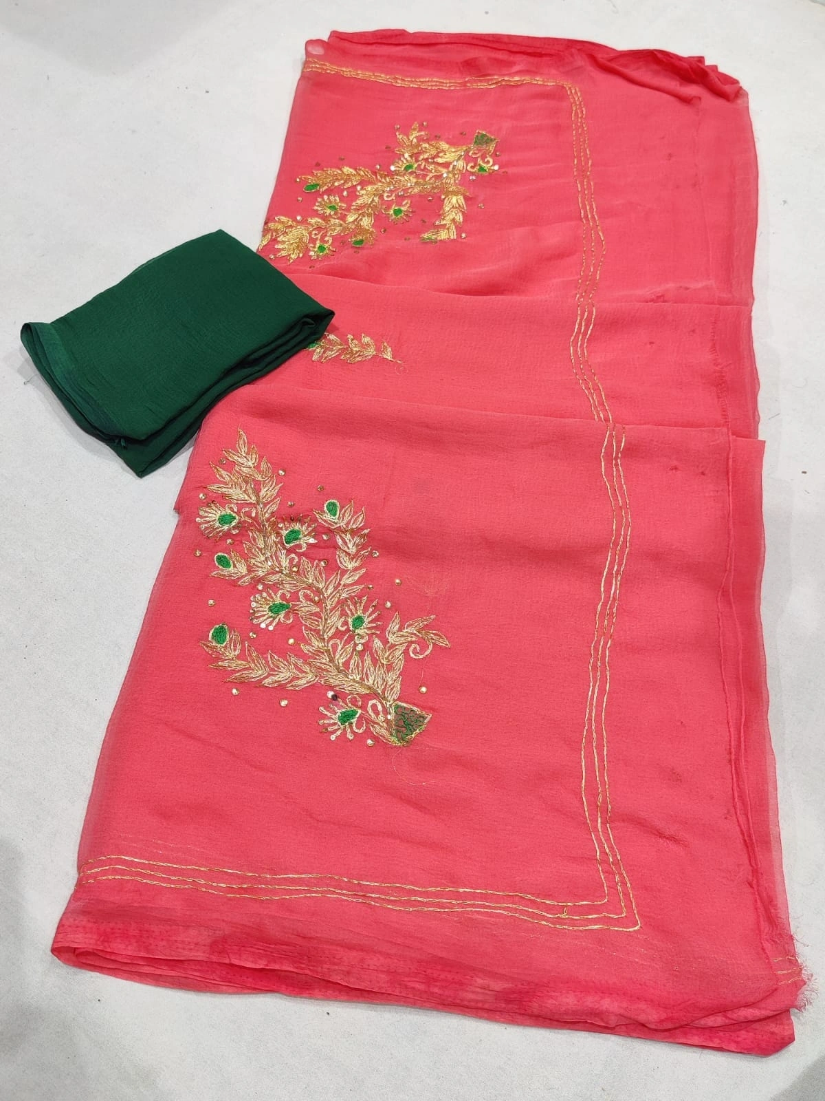 Stunning Handcrafted Rajputi Saree with Beautiful Color Combination-NSD-37-Rani