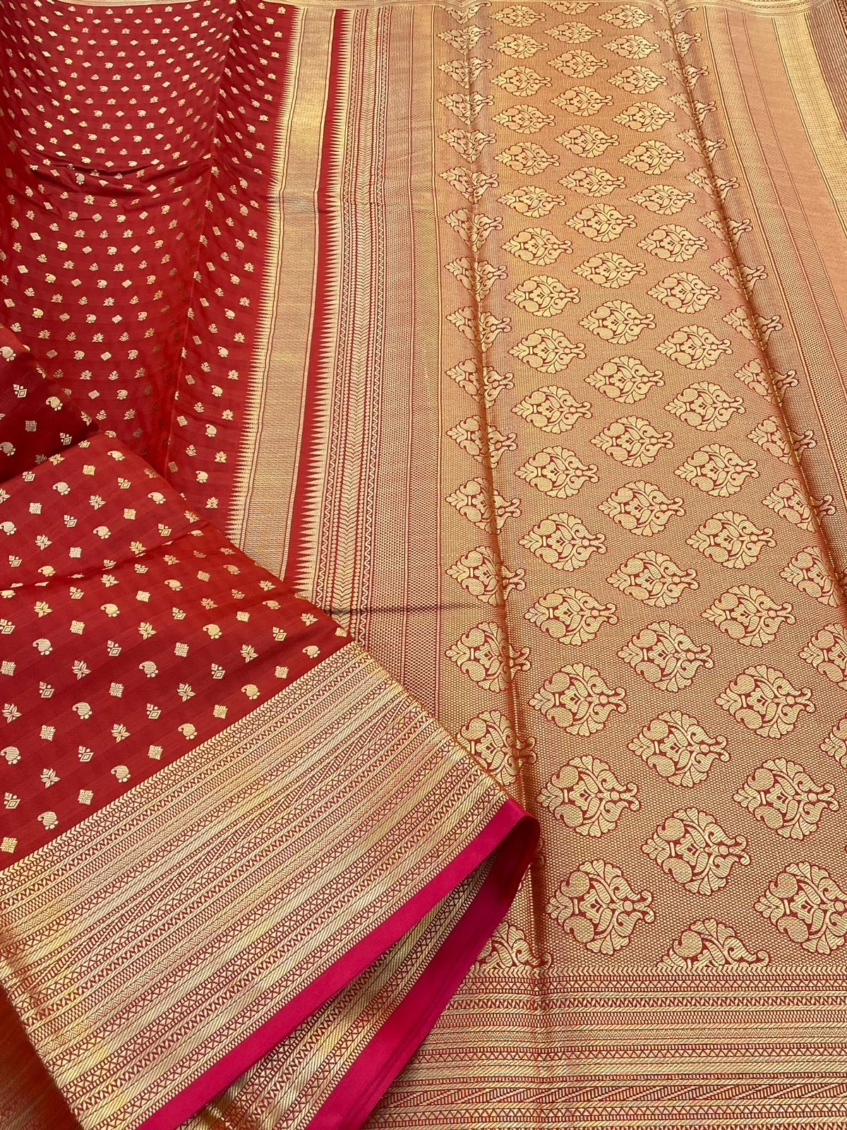 Kanchipuram Pure Silk Saree: Ethereal Elegance with Gold Jari-PCF-Pure-1-B-Red