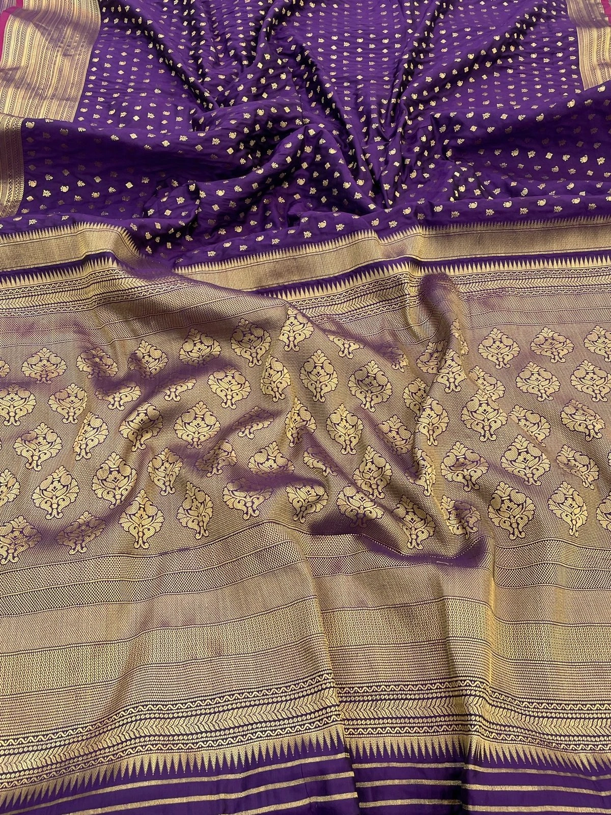 Kanchipuram Pure Silk Saree: Ethereal Elegance with Gold Jari-PCF-Pure-1-B-Purple