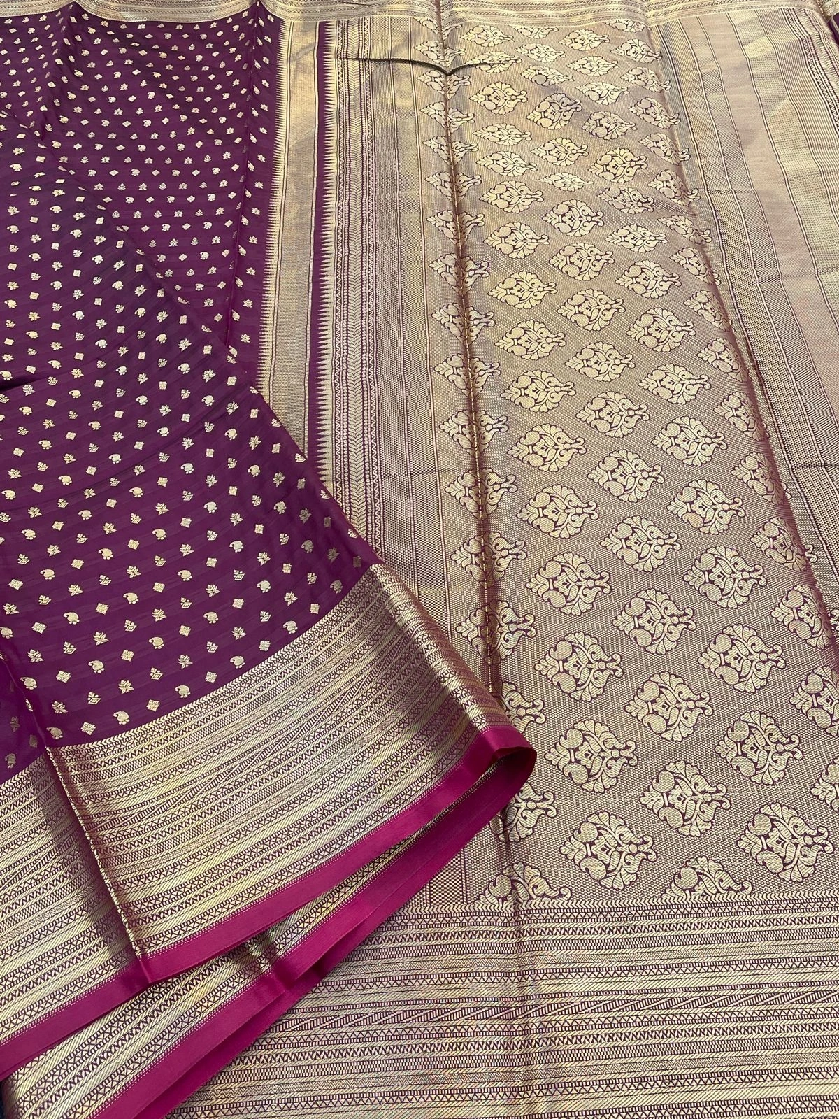 Kanchipuram Pure Silk Saree: Ethereal Elegance with Gold Jari-PCF-Pure-1-B-Wine