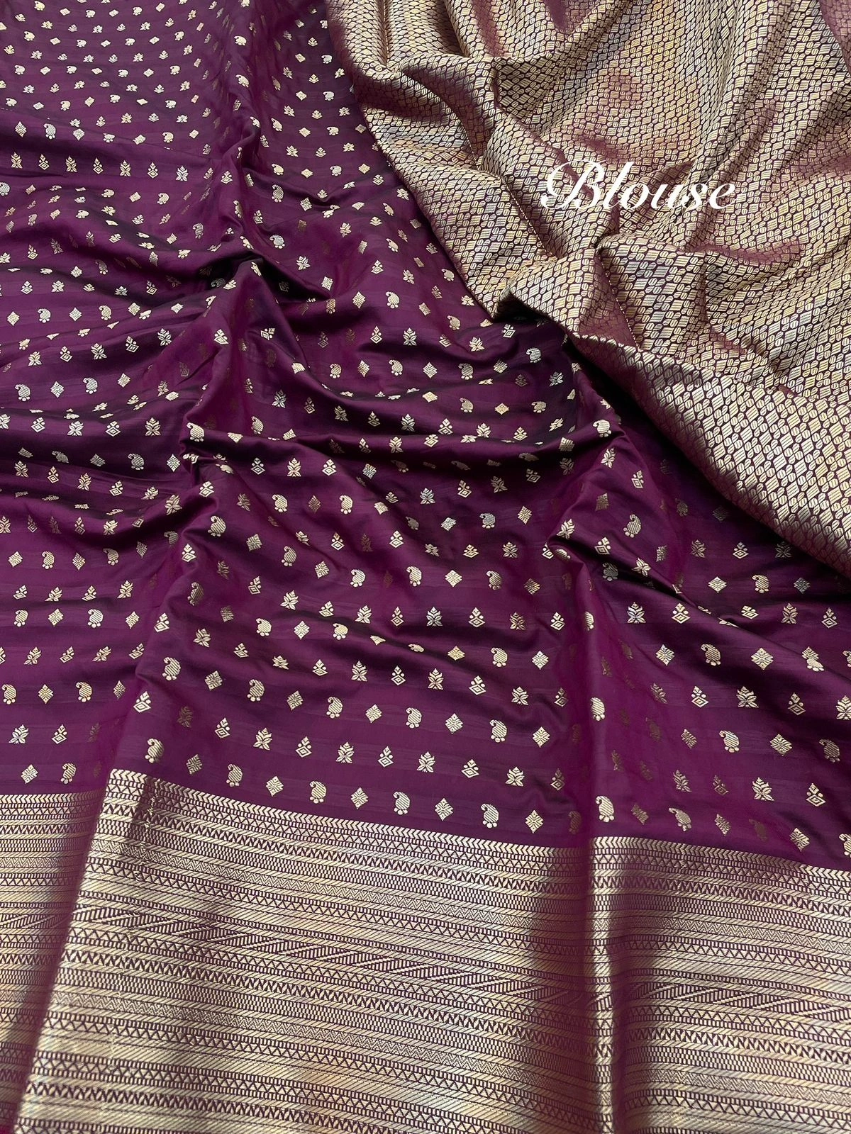 Kanchipuram Pure Silk Saree: Ethereal Elegance with Gold Jari-Wine-1