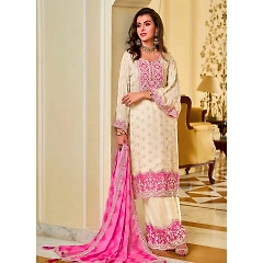 Chic Sequin Work Georgette Palazzo Set with Dupatta