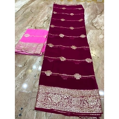 Luxurious Georgette Saree with Zari Weaving and Tie-Dye