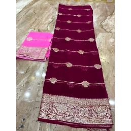 Luxurious Georgette Saree with Zari Weaving and Tie-Dye