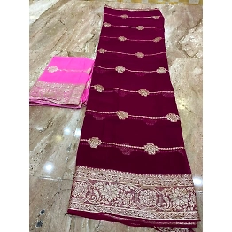 YNF Luxurious Georgette Saree with Zari Weaving and Tie-Dye