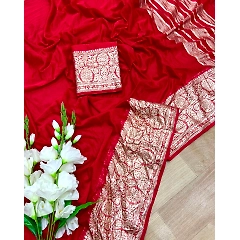 Pure Chiffon Jacquard Border Saree: Elegant, Heavy Pallu & Running Blouse