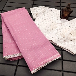 YNF Soft Silk Saree: Elegant Border, Stunning Lukhnowi Work Blouse