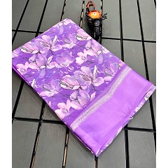 Lavender Silk Saree: Exquisite Design with Satin Pata Border