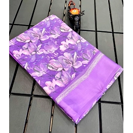 YNF Lavender Silk Saree: Exquisite Design with Satin Pata Border