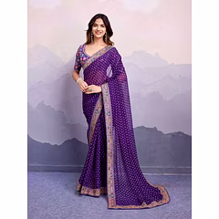 Sakhi Bandhej Sarees: Stunning Georgette Saree with Embroidery Work | 10 Colors
