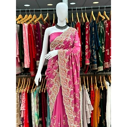 YNF Bridal Georgette Saree with Heavy Embroidery and Hand Work