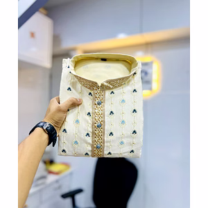 Stunning Amboj Work Kurta with Cotton Pajama - Limited Stock!