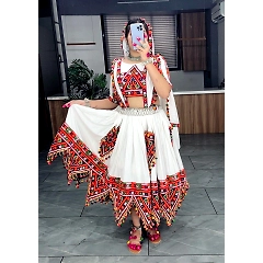 Lehenga(Fully Stitched) - Rayon Cotton, Traditional Mirror Work, 6 Meter Flair