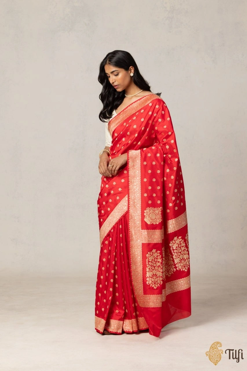 Indian Heritage Silk Saree: Elegant Artwork in Banarasi Soft Silk-Red-1