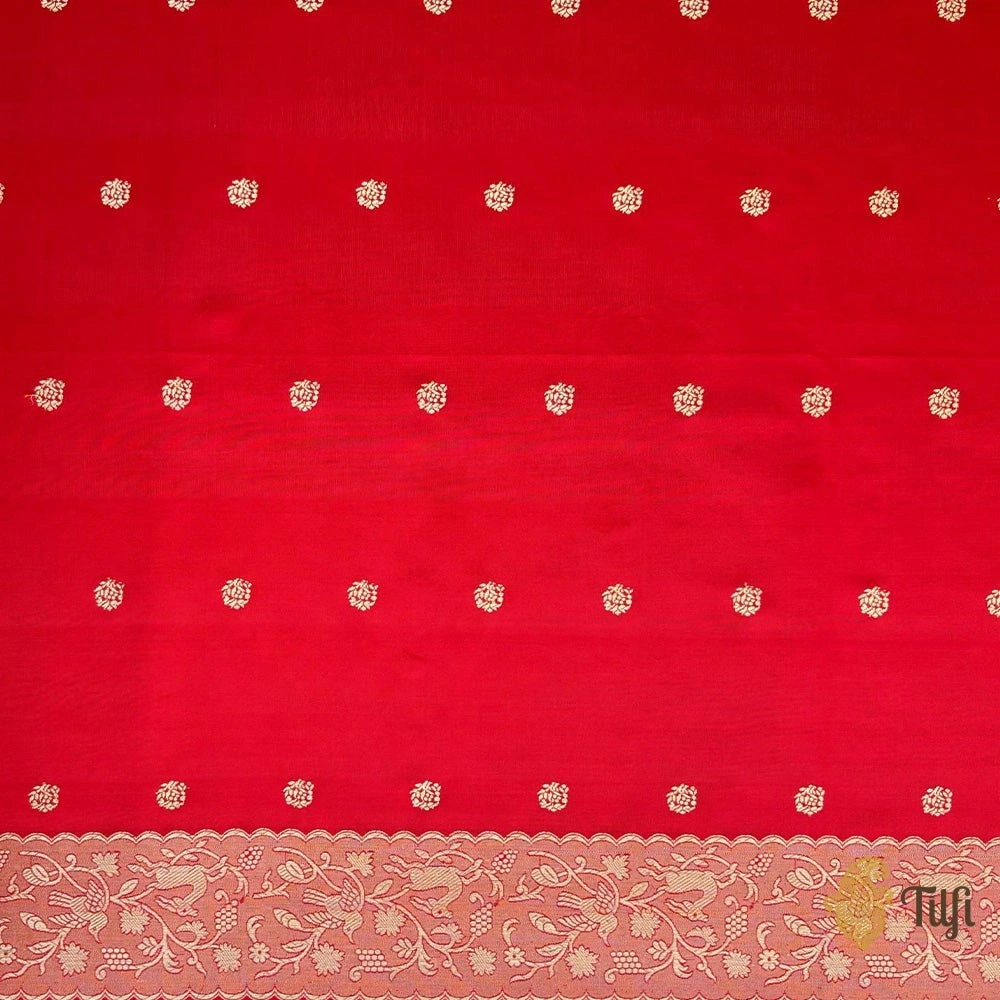 Indian Heritage Silk Saree: Elegant Artwork in Banarasi Soft Silk-Red-5