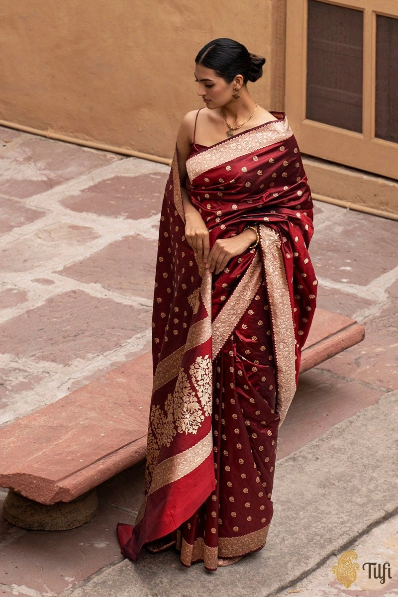 Indian Heritage Silk Saree: Elegant Artwork in Banarasi Soft Silk-RAS-40135-Maroon