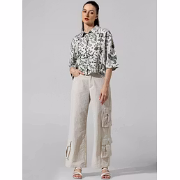 Cotton Linen 100% Ready-to-Wear Top - Sizes S-XXL, Length 23"