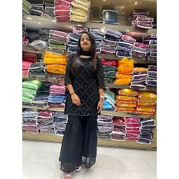 Stylish Georgette Sequin Work Outfit with Micro Sharara - XS-2XL (450g)