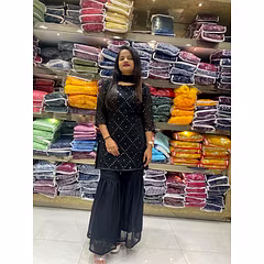 Stylish Georgette Sequin Work Outfit with Micro Sharara - XS-2XL (450g)