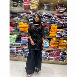 Stylish Georgette Sequin Work Outfit with Micro Sharara - XS-2XL (450g)