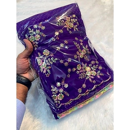 YNF Rainbow Lace Georgette Saree with Multi Embroidery Blouse
