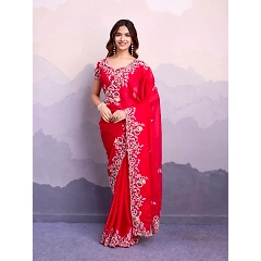 Soft Rangoli Silk Saree with Heavy Embroidery Work