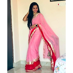 Stylish Viscose Georgette Saree with Eye-Catching Contrast Blouse - Bestseller