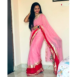 Stylish Viscose Georgette Saree with Eye-Catching Contrast Blouse - Bestseller