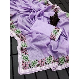 Pure Soft Kota Doriya Fabric with Heavy Multistitched Border and Fancy Butta - Includes Running Fabric Blouse with Butti Work