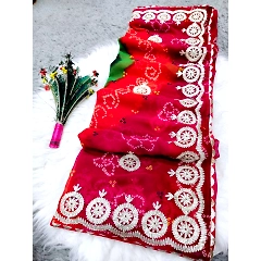 Jaipuri Printed Georgette Saree with Gota Patti Work