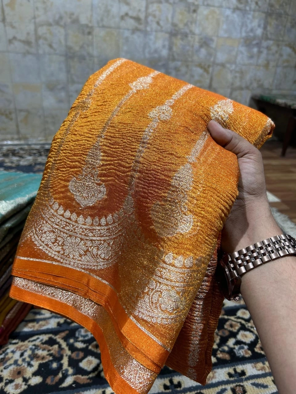 Zari Woven Banarasi Silk Saree for Every Occasion-MKD-96-Orange